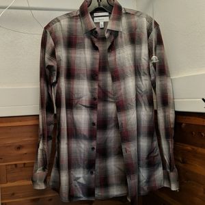 Calibrate trim fit plaid sport shirt